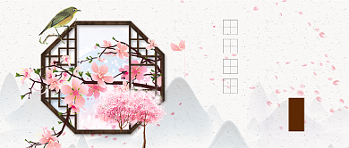 创意桃花节首图背景