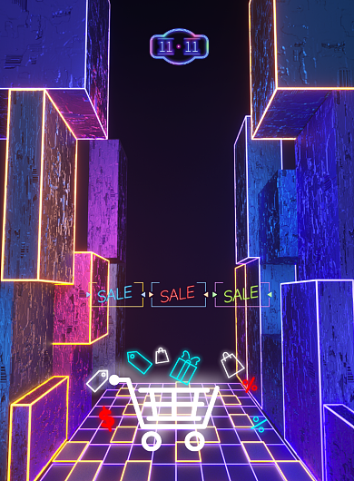 炫酷大气双十一购物节广告印刷海报模板背景