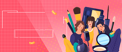 美妆美肤护肤品插画公众号首图背景