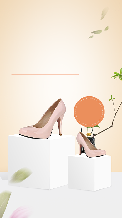 桔色简约风秋季女鞋新品宣传海报背景