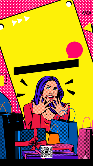 孟菲斯风格黑色星期五感恩促销手机海报背景