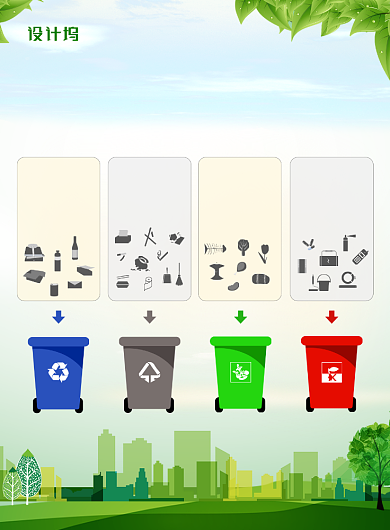 绿色环保垃圾分类保护环境城市公益海报背景
