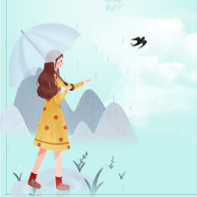 简约手绘插画谷雨节气公众号次图背景