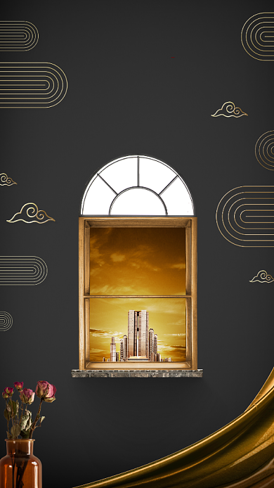 简约大气房产宣传手机海报背景