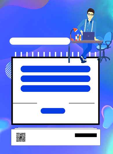 蓝色简约卡通PPT课程招生宣传海报背景