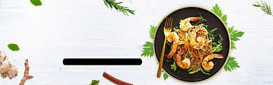 虾仔酱面美食白色简约淘宝banner背景