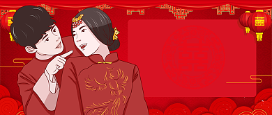 红色喜庆夫妻拍婚纱照防坑指南公众号首图背景