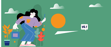 八月你好漫画插画公众号首图背景