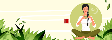 手绘插画风茶叶上市淘宝banner背景