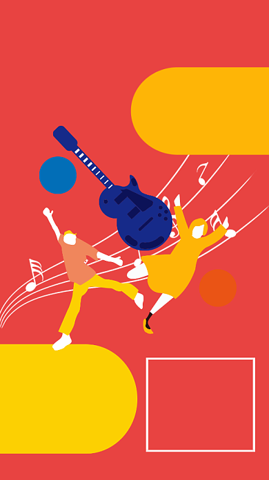 红色简约音乐社团招生纳新海报背景