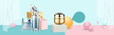 品牌美妆护肤品3D球球室内背景淘宝banner背景