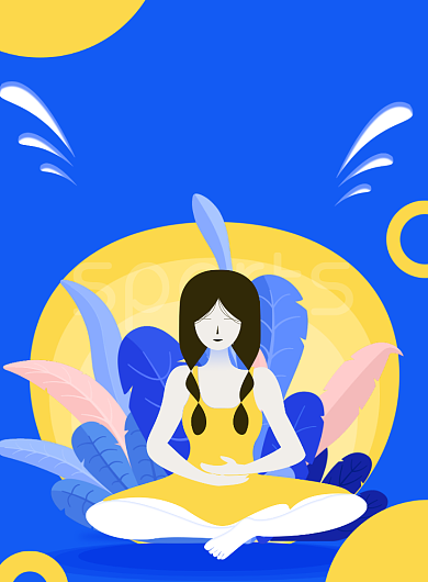 蓝色创意插画燃烧卡路里印刷海报模板背景