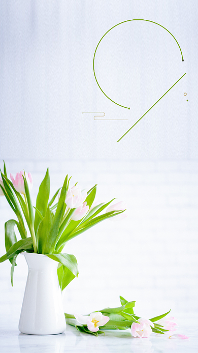 文艺小清新花卉8月月签海报背景