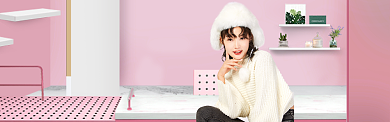 粉色调爆款女装上市banner背景