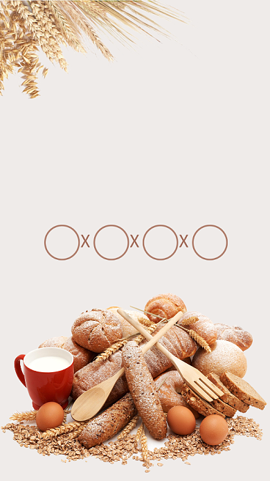 创意简约插画面包坊美食手机海报背景