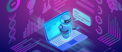 2.5d紫色人工智能科技公众号首图背景