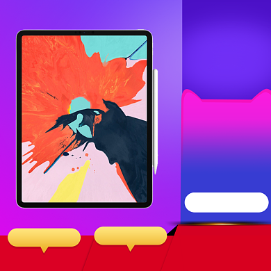 紫色调双十二平板电脑促销直通车背景