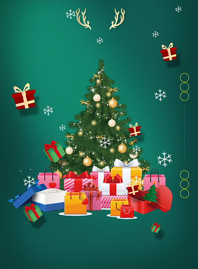 绿色圣诞节促销印刷海报背景