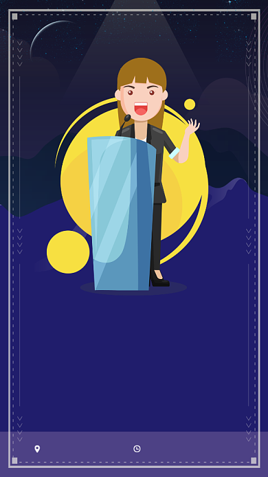 蓝色卡通公益讲座手机海报背景