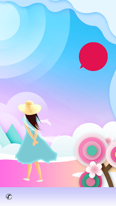 蓝紫插画风夏日旅游促销手机海报背景