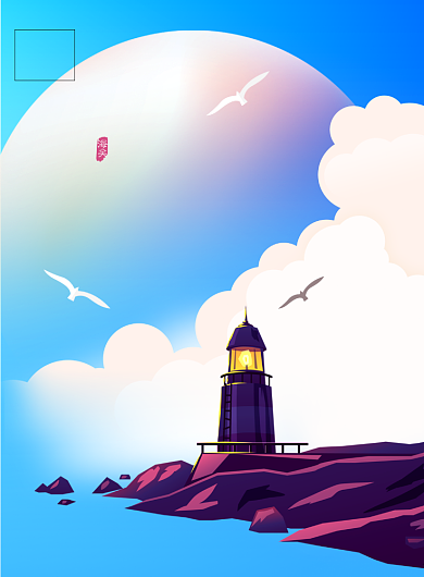 大气灯塔国际海关日海报背景