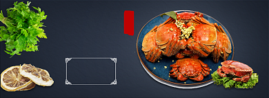 深蓝色中国风年货节美食banner背景