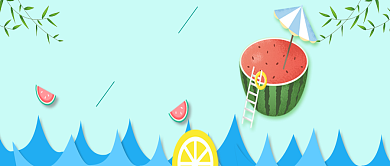 蓝色+绿色夏至公众号首图背景