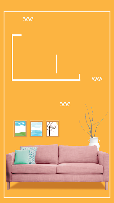 橙色简约日式家居宣传海报背景