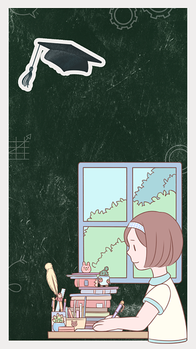 创意手绘高考考试插画海报背景