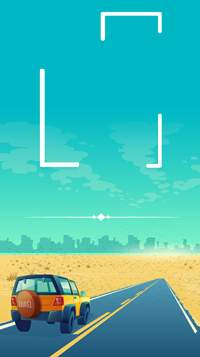 清新简约风自驾之旅海报背景