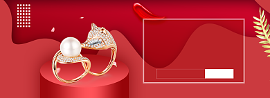 红色调38女王节首饰促销banner背景