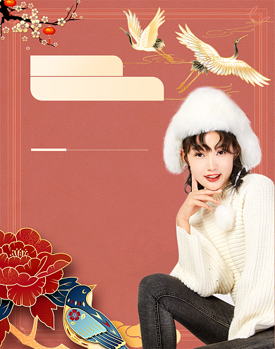 中国风电商双十一国潮女装促销电商海报背景