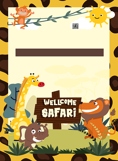 彩色卡通风格家庭儿童动物园主题印刷海报背景