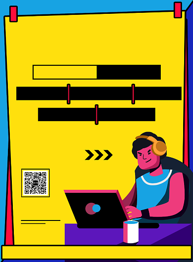 手绘打造IT精英培训招生印刷海报背景