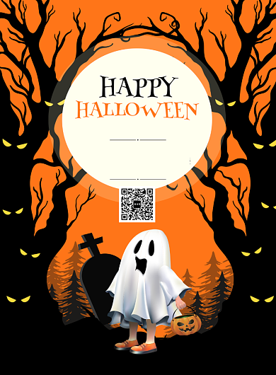 橘色卡通创意万圣节宣传促销海报背景