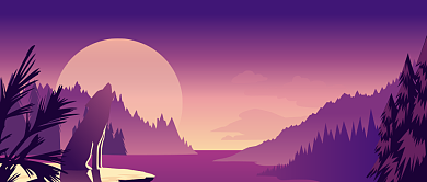 紫色月光营地夜景首图背景