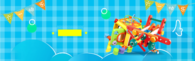 蓝色卡通六一儿童节淘宝banner背景