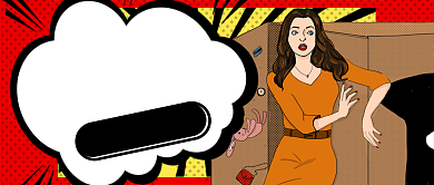 卡通红色五折还满减公众号首图背景