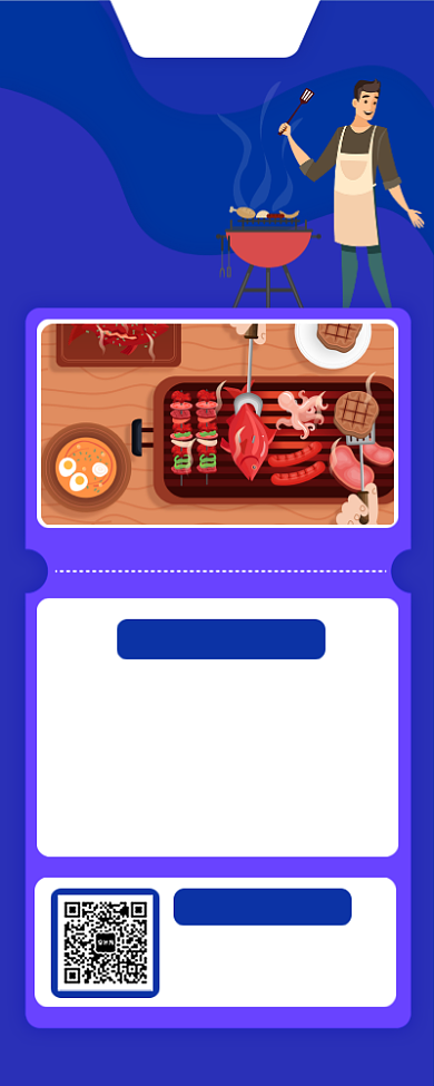 创意蓝色美味烤肉美食促销手机长图海报背景