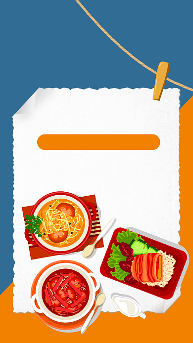 蓝色拼接扁平欢乐钜惠美食促销活动海报背景