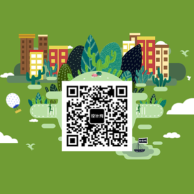 创意卡通城市绿化二维码背景