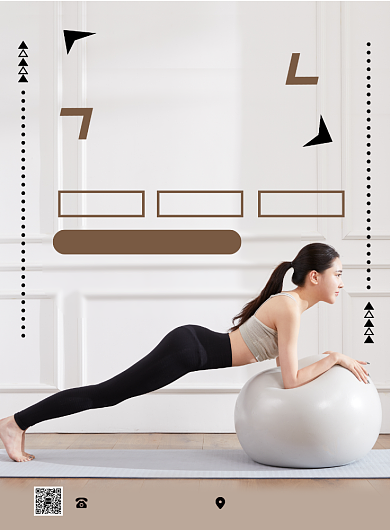 时尚扁平化运动瑜伽宣传促销海报背景