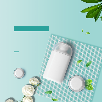 化妆品小清新绿色bb霜淘宝直通车图片背景