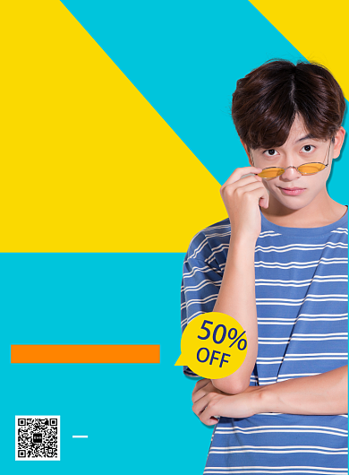 蓝色几何风秋冬服装上新推广海报背景