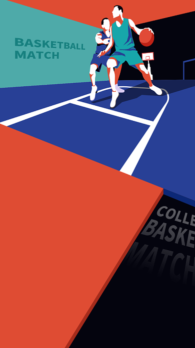 热血篮球比赛手机海报宣传背景