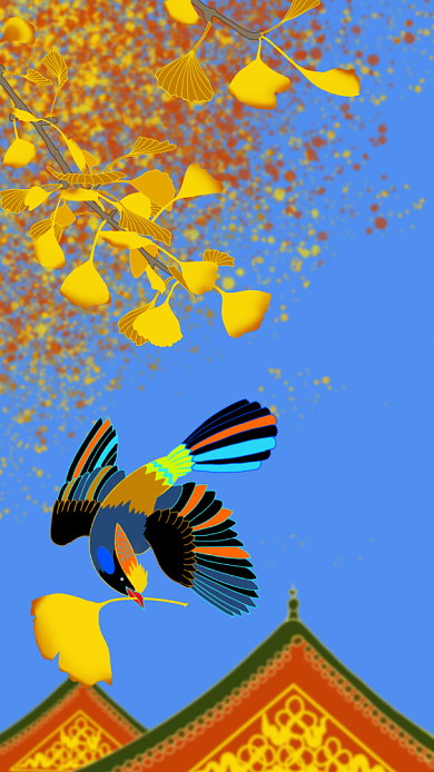 中国风手绘霜降海报背景