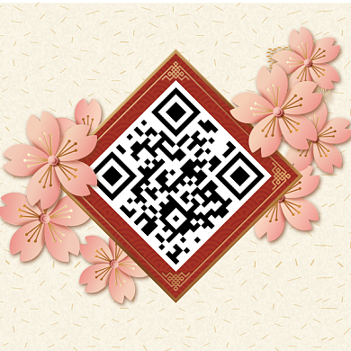 立体花卉二维码背景