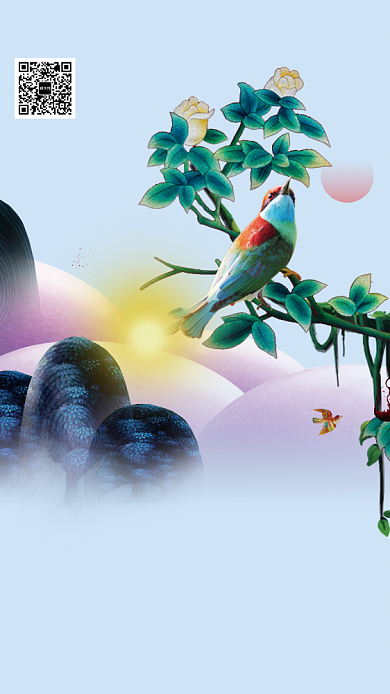 创意时尚小鸟白露节气海报背景