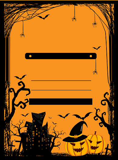 橙色扁平化时尚万圣节促销宣传海报背景