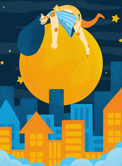 蓝色简约创意插画世界睡眠日宣传海报背景